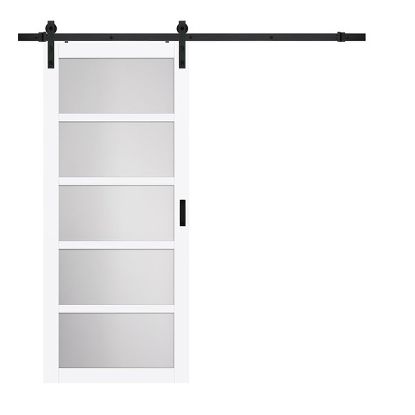 Renin Renin 36 in. x 84 in. Pavilion 5-Lite Complete Barn Door Kit BD062W01BW5TGE36084